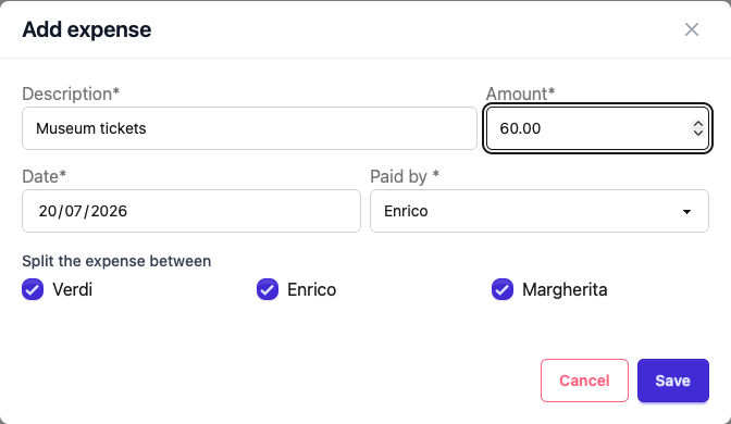 Add expense form