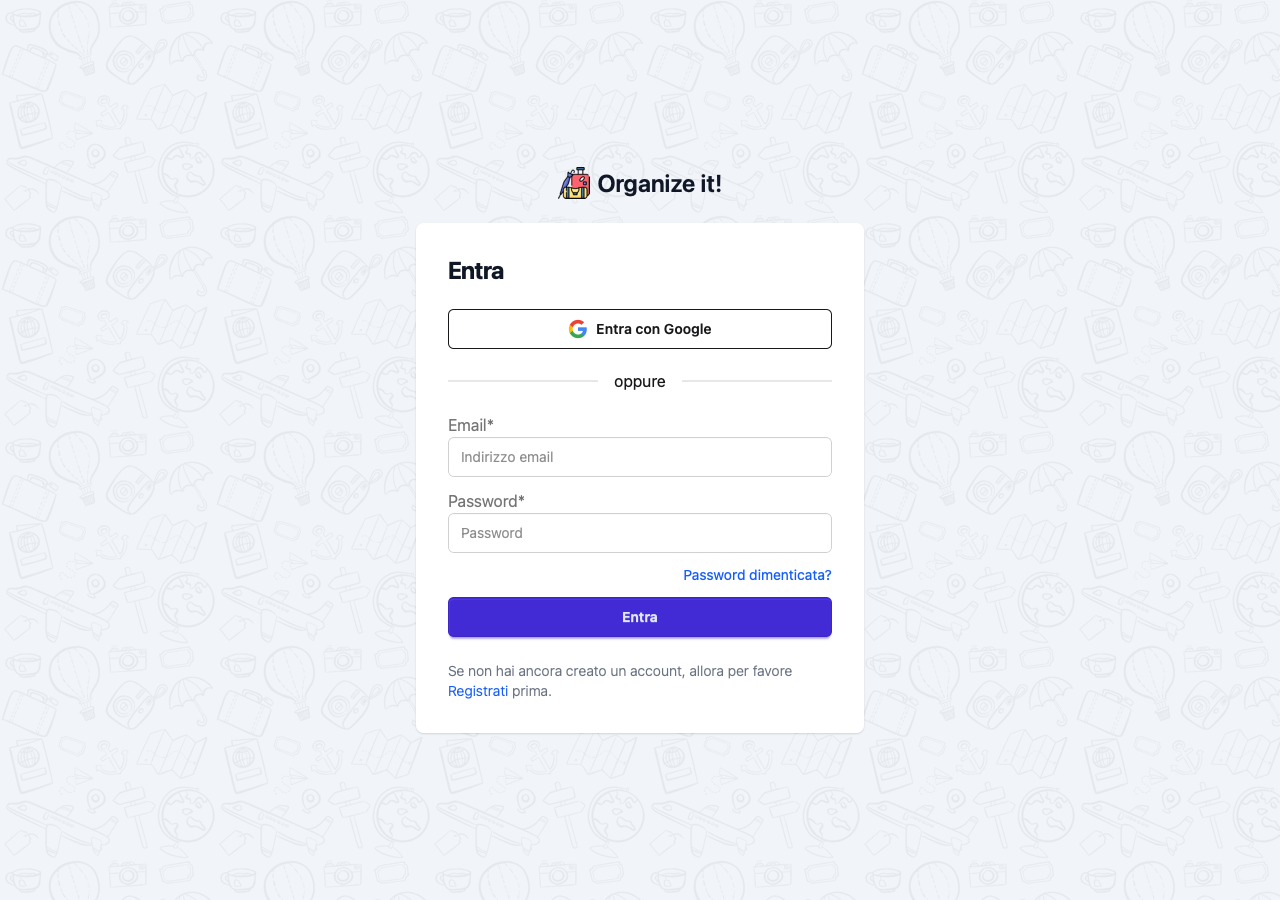 Login page with Sign in with Google button