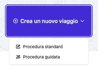 Menu di creazione viaggio